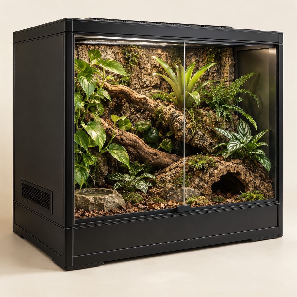 Premium PVC habitat with planted interior